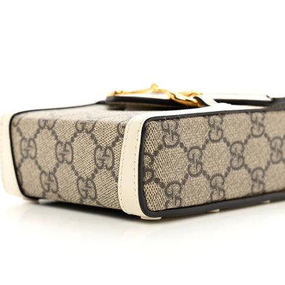 Gucci GG Supreme Monogram Azalea Calfskin Mini Horsebit 1955 Crossbody Bag Beige Ebony Mystic White 9 of 9