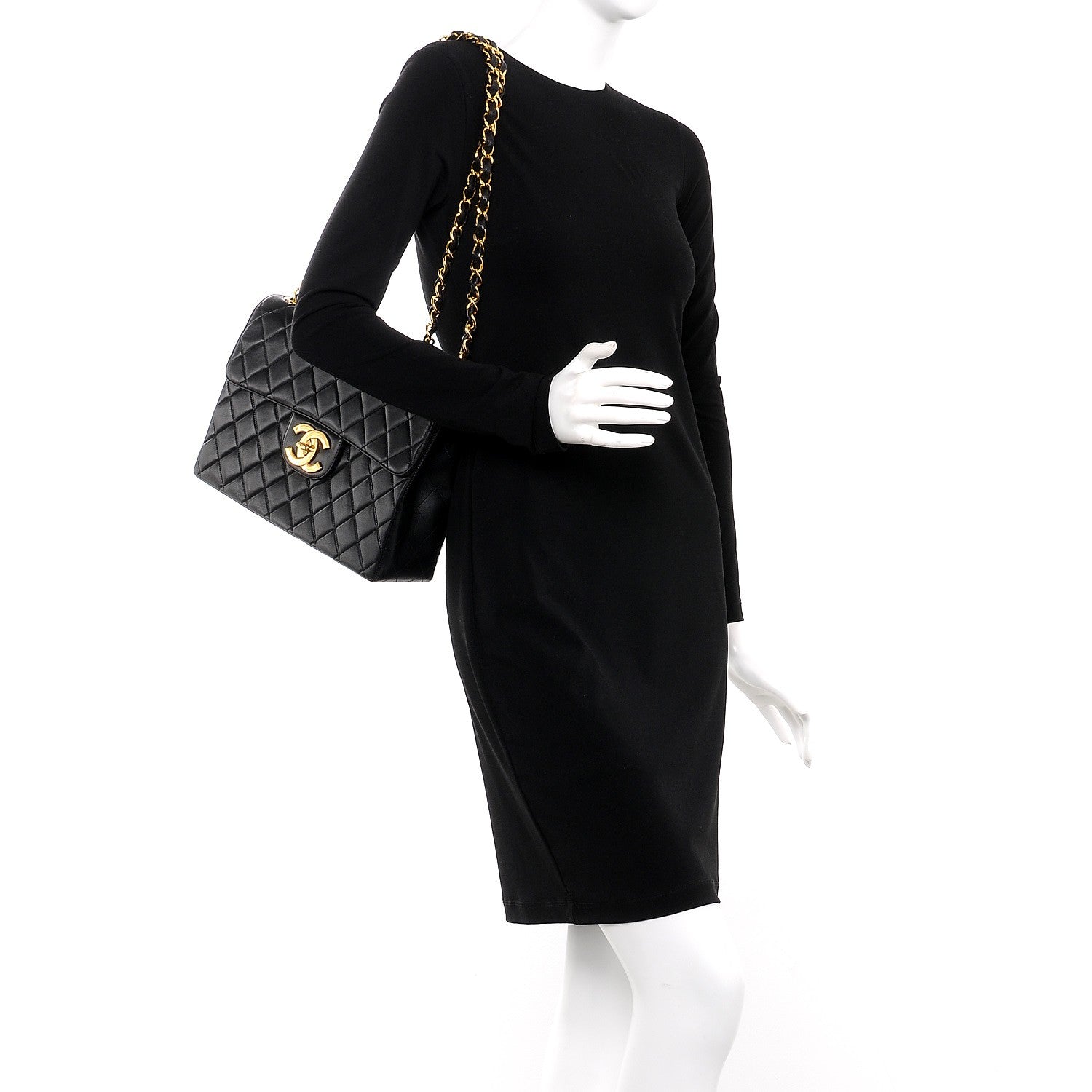 Chanel Lambskin Quilted XL Jumbo Single Flap Black 3 of 12