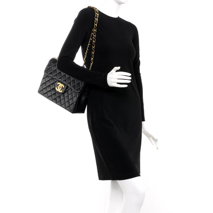 Chanel Lambskin Quilted XL Jumbo Single Flap Black 3 of 12