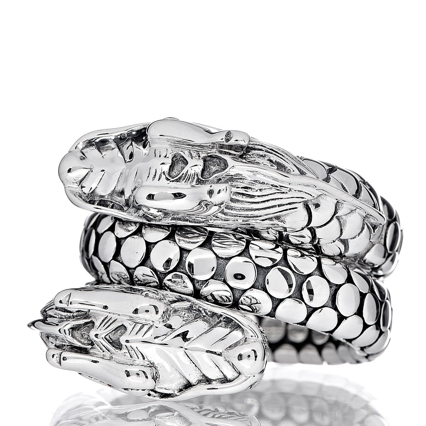 Sterling Silver Legends Naga Dragon Coil Ring 56 7.5