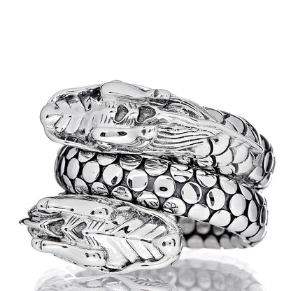 John Hardy Sterling Silver Legends Naga Dragon Coil Ring 56 7.5 3 of 5