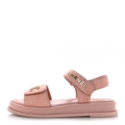 Chanel Calfskin Hair Suede Shearling Dad Sandals 40 Light Pink 1 of 12