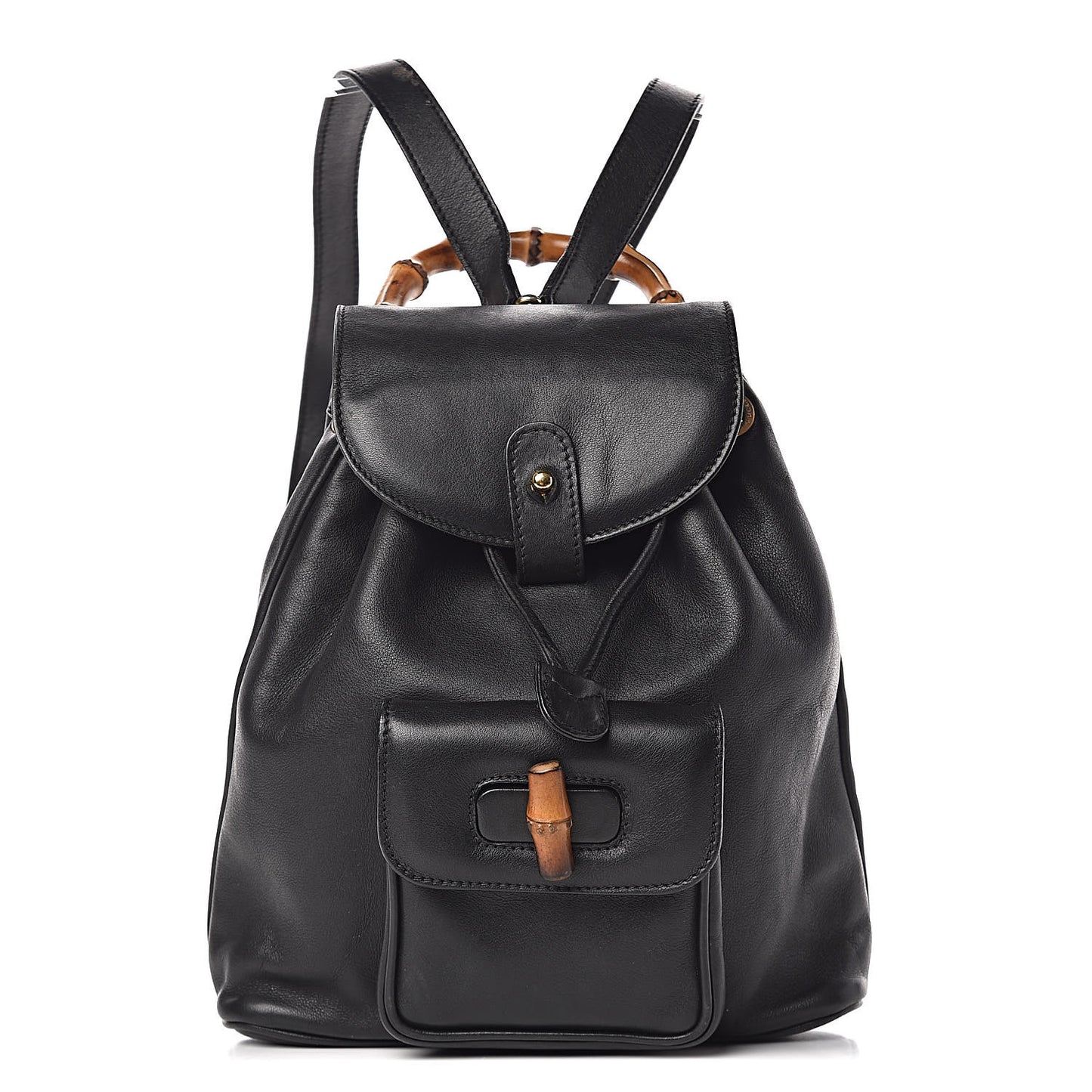 Calfskin Bamboo Backpack Black