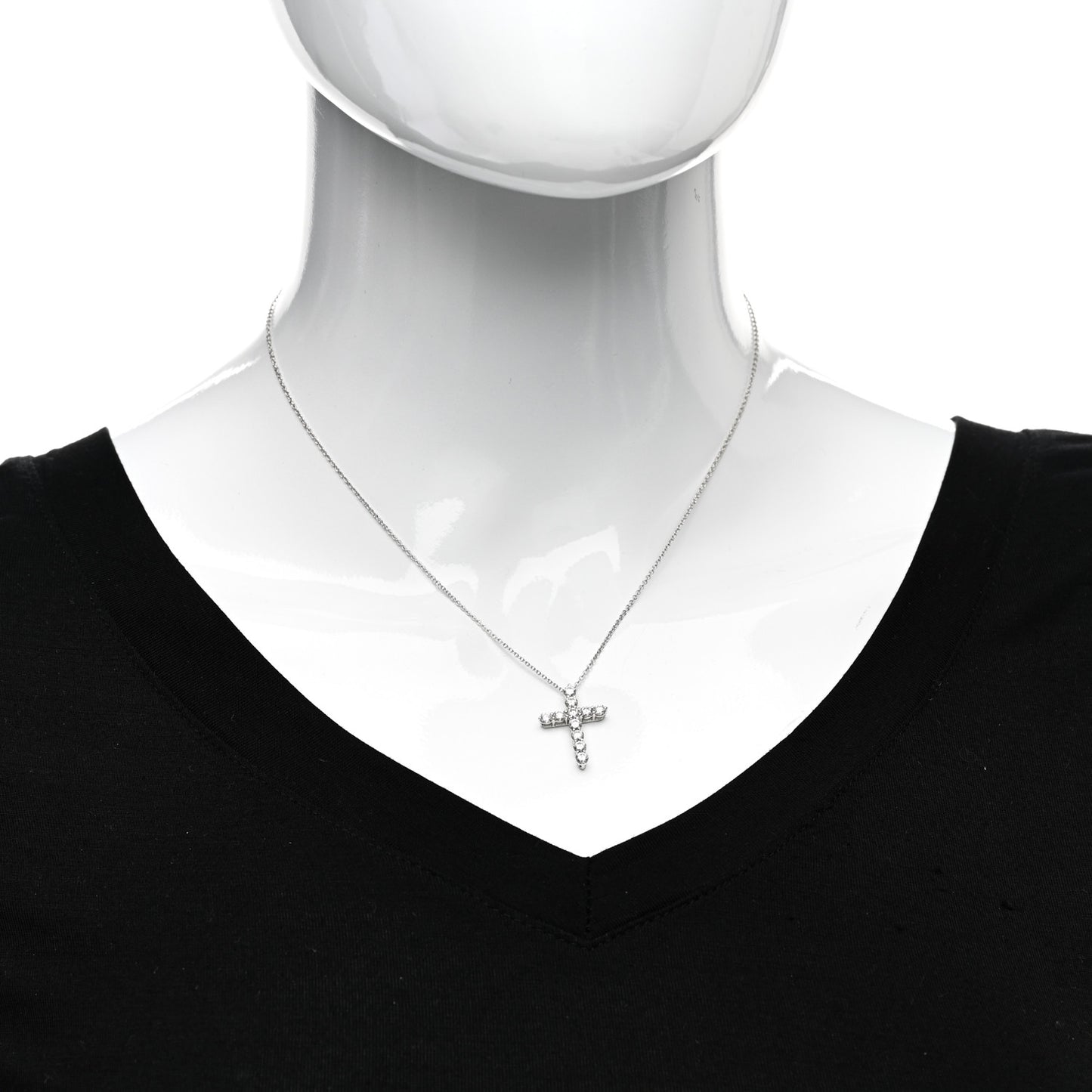 Platinum Diamond Medium Cross Pendant Necklace