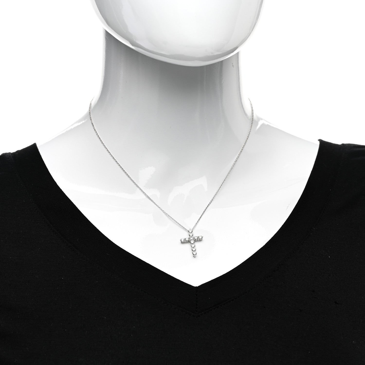 Tiffany Platinum Diamond Medium Cross Pendant Necklace 2 of 4