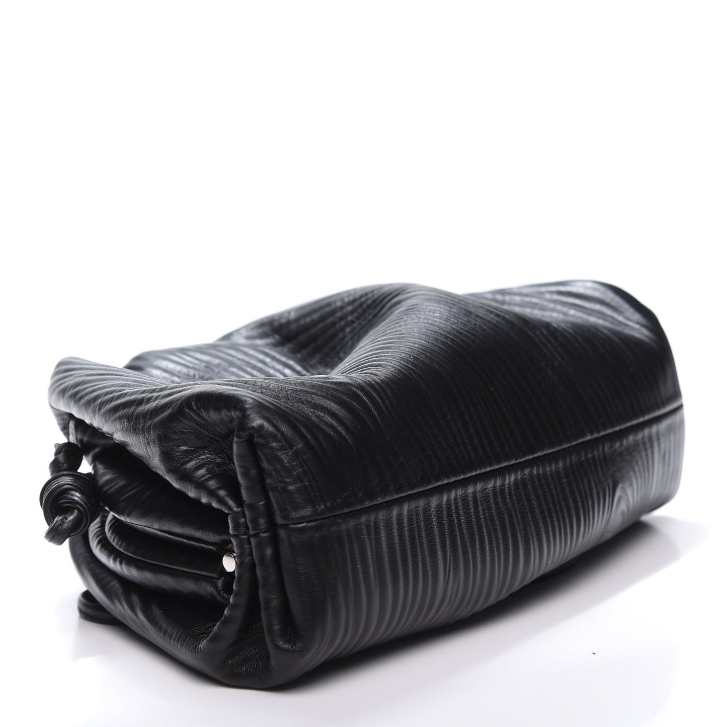 Bark Calfskin Embossed The Mini Pouch Clutch Black
