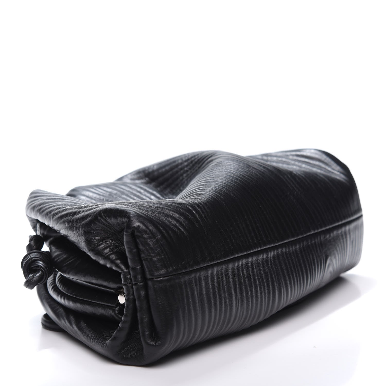 Bottega Veneta Bark Calfskin Embossed The Mini Pouch Clutch Black 3 of 9