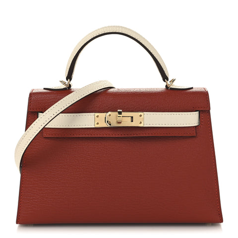 Chevre Mysore Horseshoe Mini Kelly Sellier 20 Brique Nata