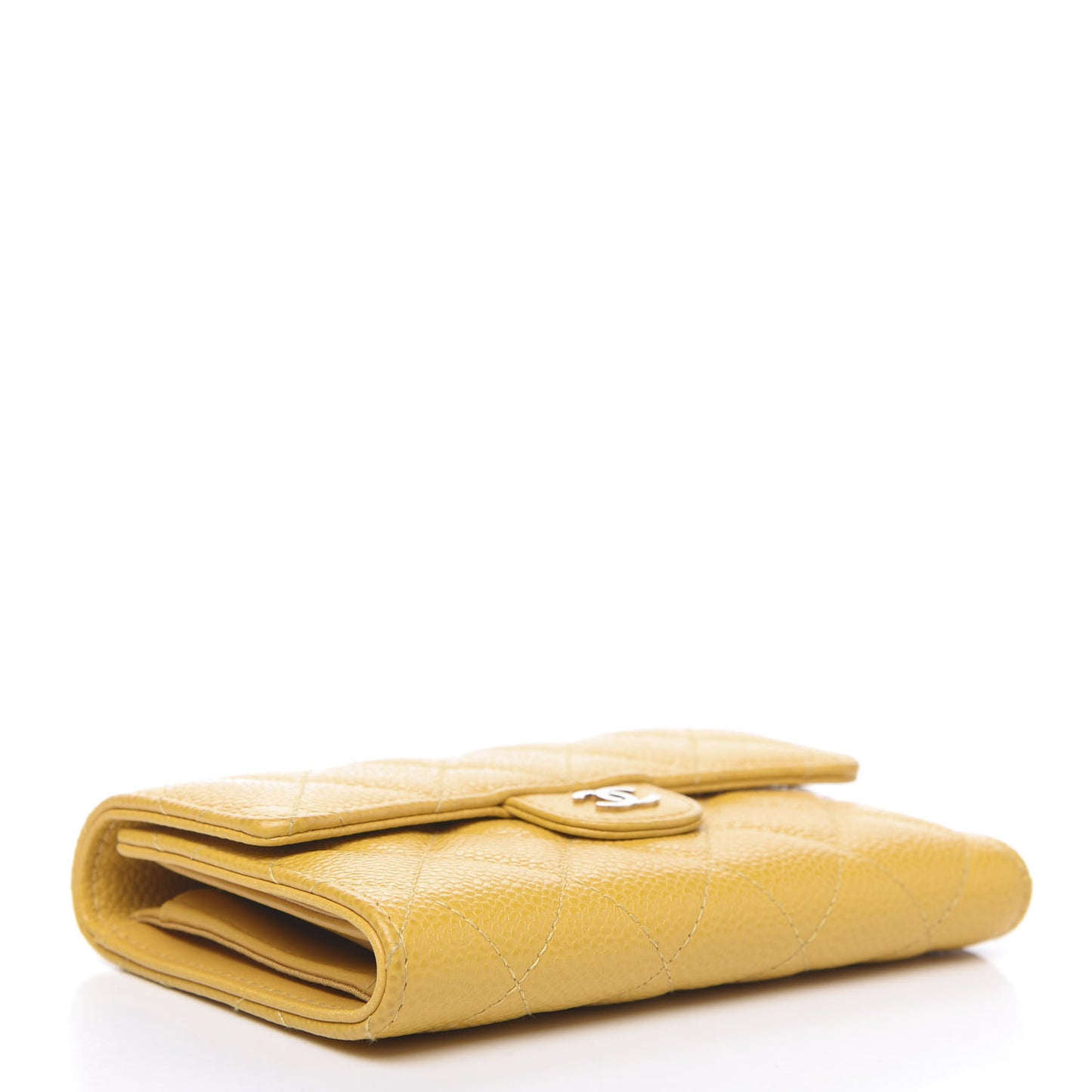 Caviar Quilted Medium Flap Wallet Yellow