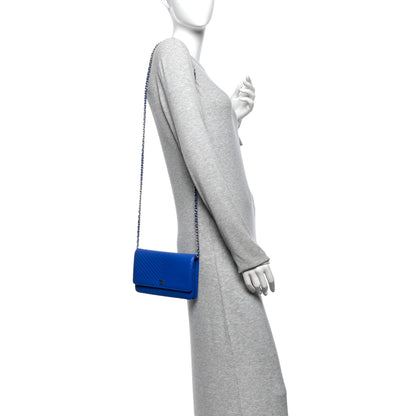 Chanel Caviar Chevron Quilted Wallet On Chain WOC Blue 2 of 12