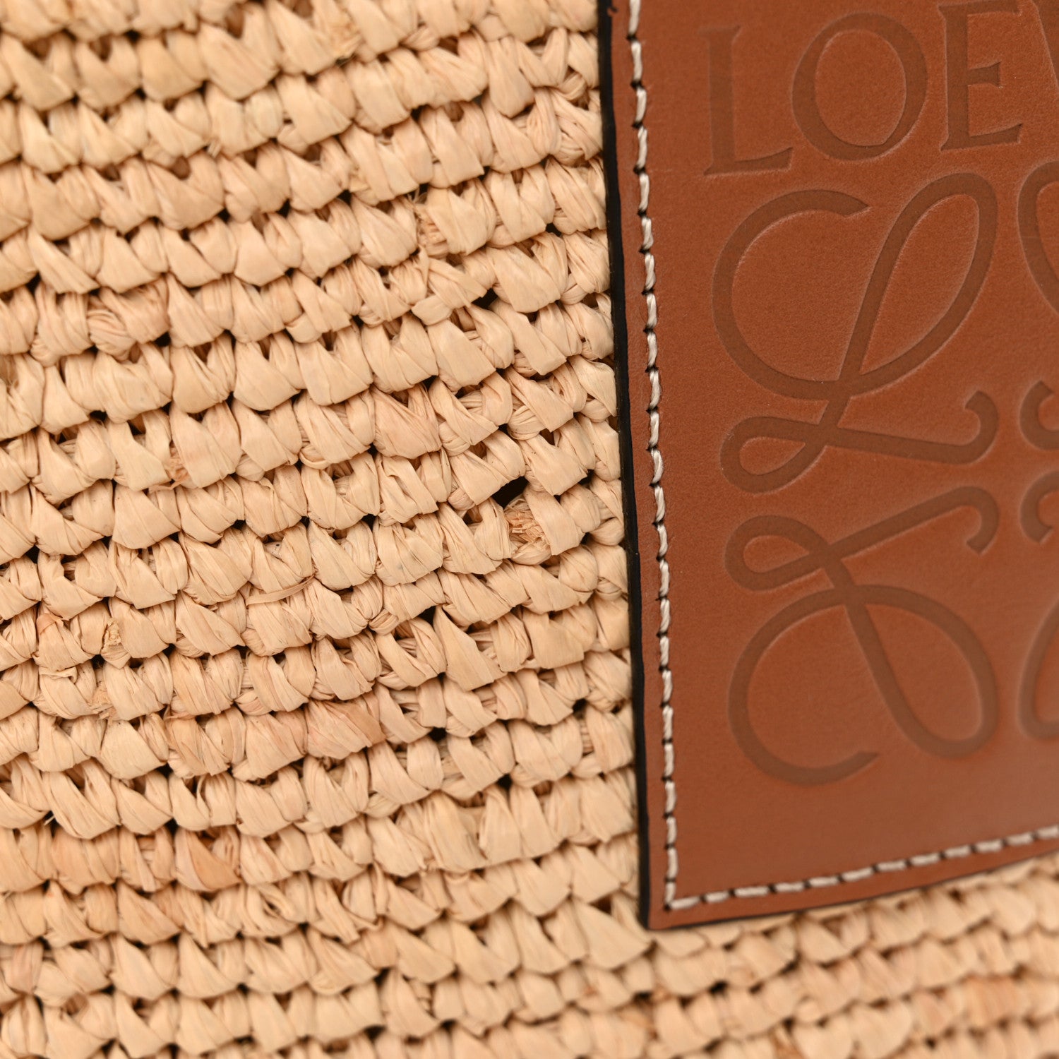 Loewe Calfskin Raffia Anagram Paulas Ibiza Pochette Bag Natural Tan 12 of 13