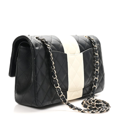 Chanel Lambskin Quilted Medium Double Flap Black White 3 of 11