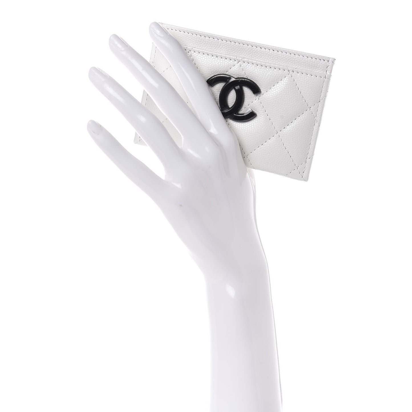 Caviar Quilted My Everything Card Holder White Black