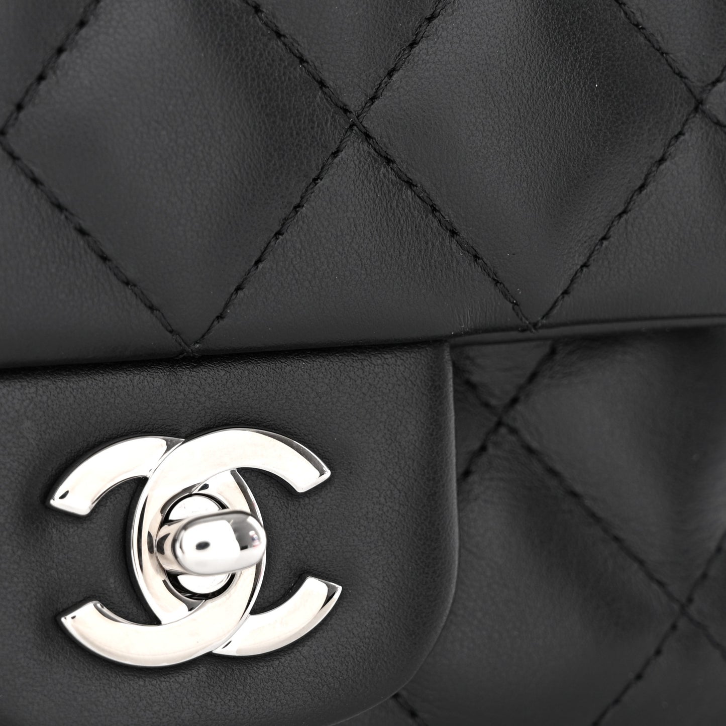 Calfskin Quilted CC Uniform Flap Belt Bag Black