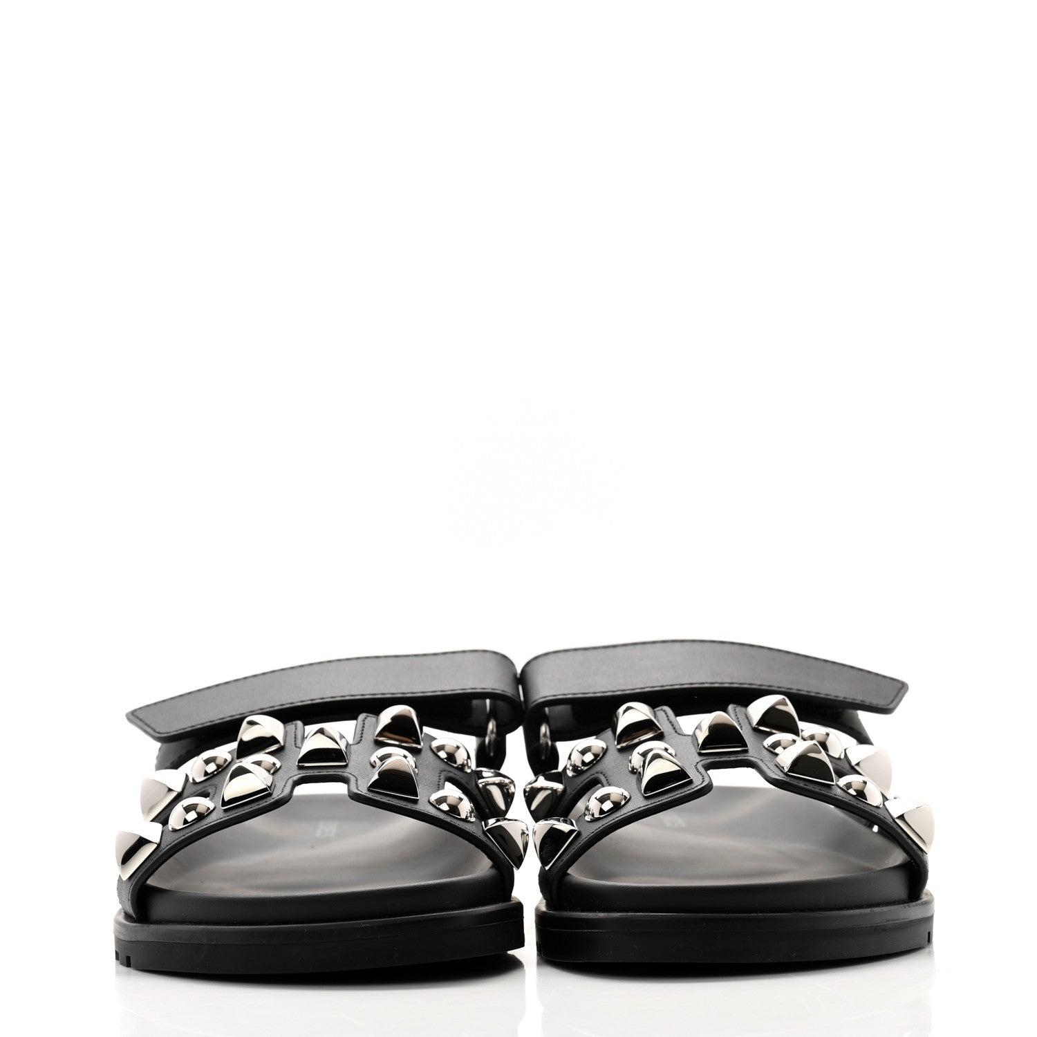 Hermes Calfskin Medor Studded Womens Chypre Sandals 35 Black 2 of 9