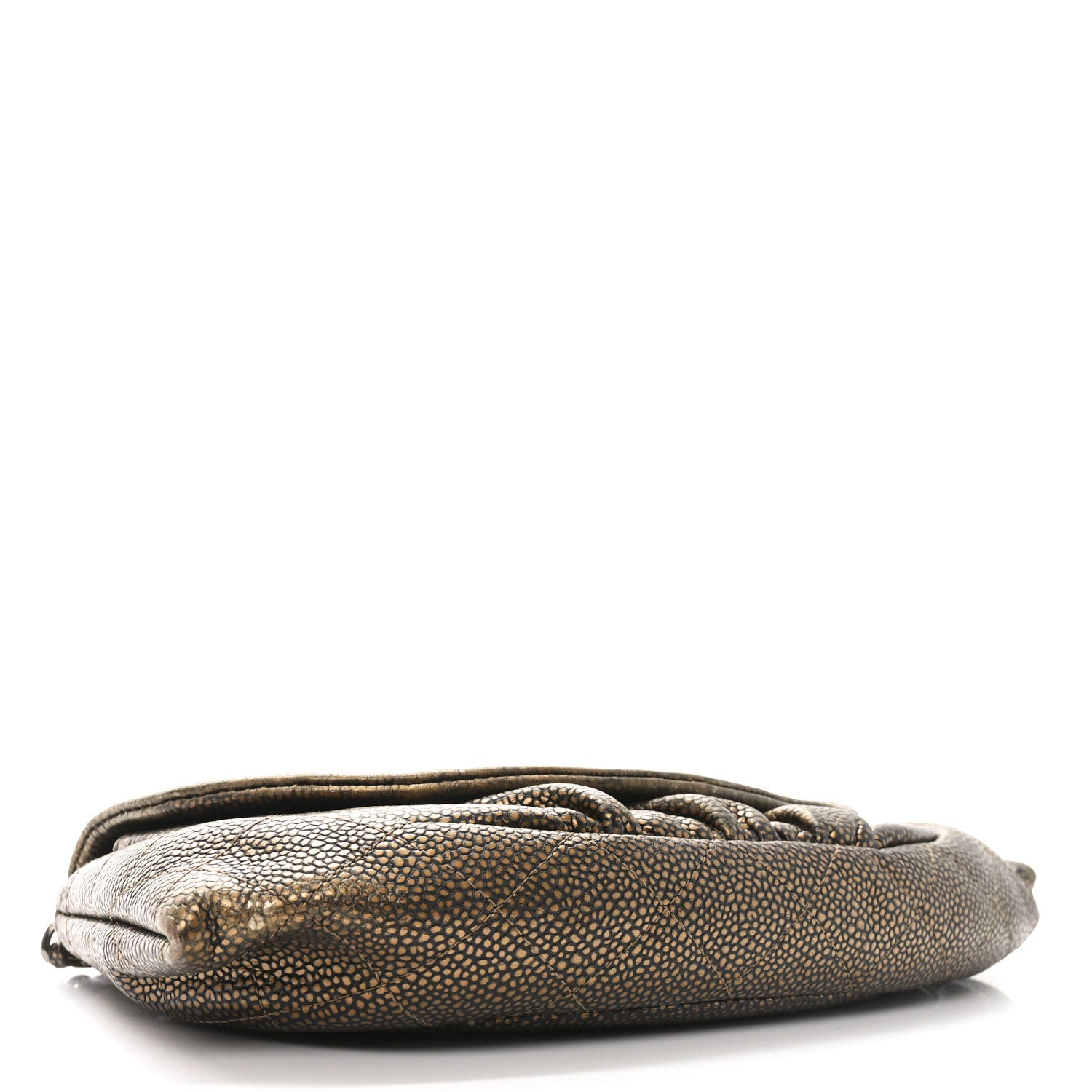 Chanel Metallic Caviar Half Moon Wallet On Chain WOC Bronze 4 of 11