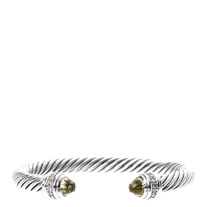 David Yurman Sterling Silver Diamond Lemon Citrine 7mm Cable Classics Bracelet 1 of 5