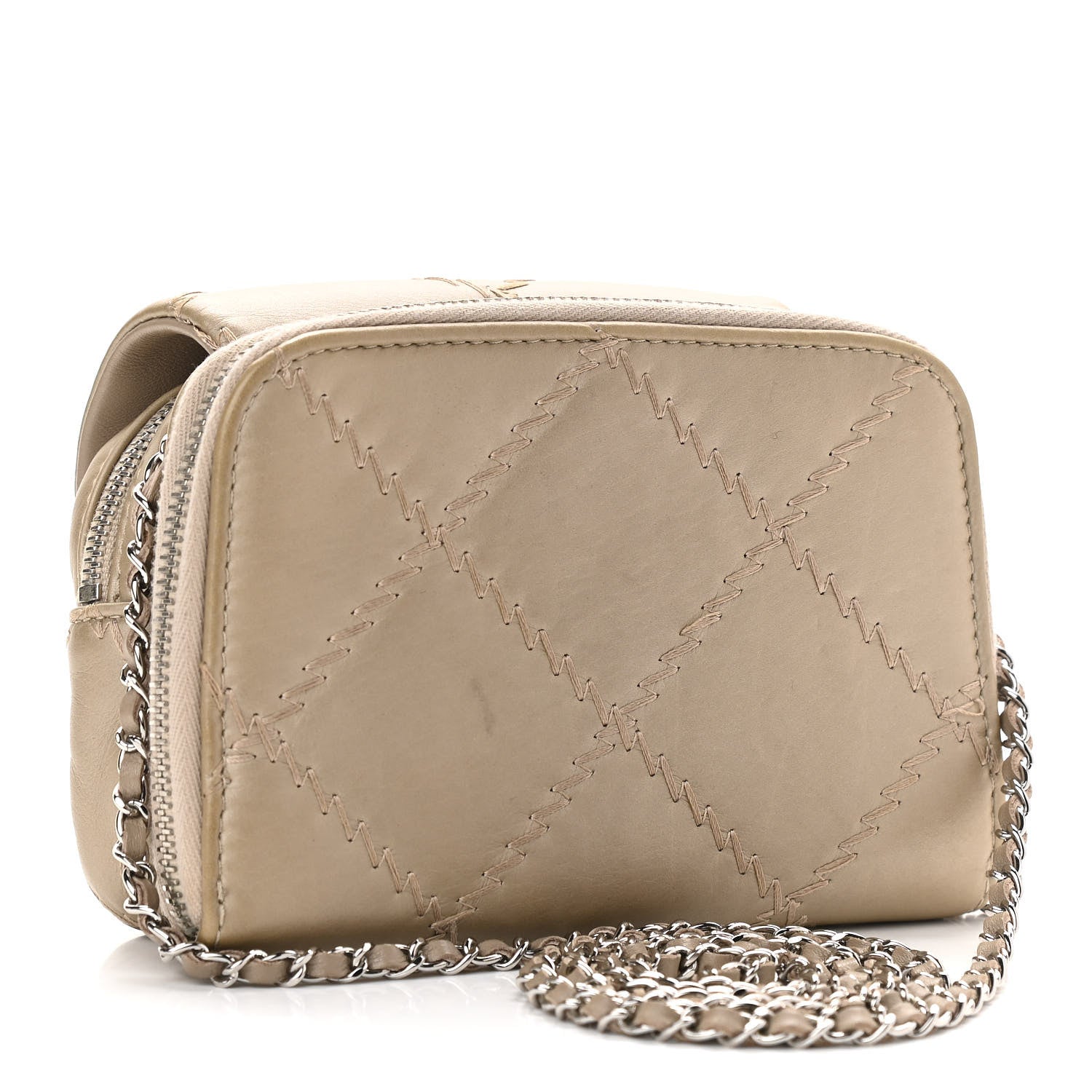 Chanel Metallic Lambskin Stitched New Mini Flap Beige 3 of 13