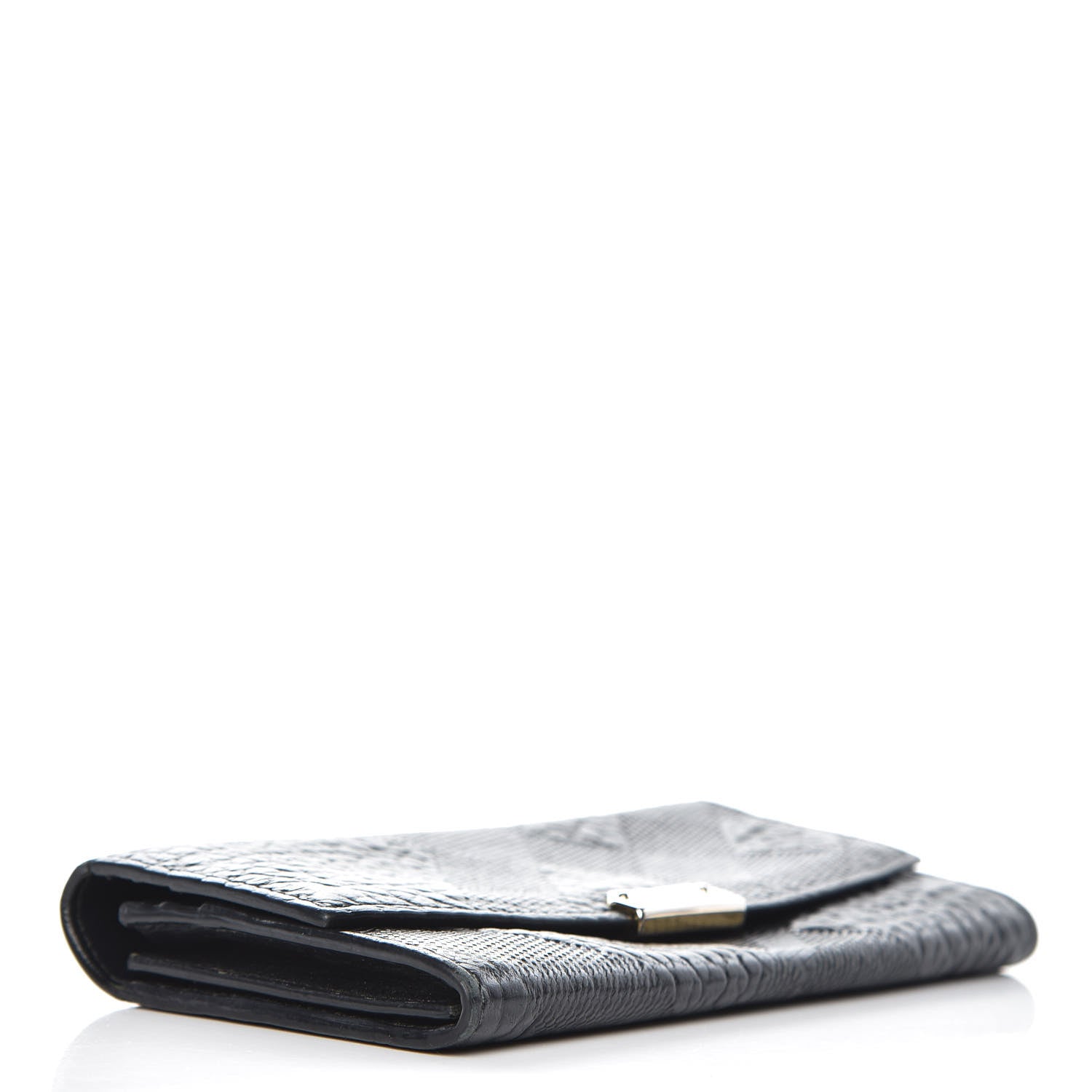 Burberry Signature Grain Calfskin Check Embossed Porter Continental Wallet Black 4 of 9