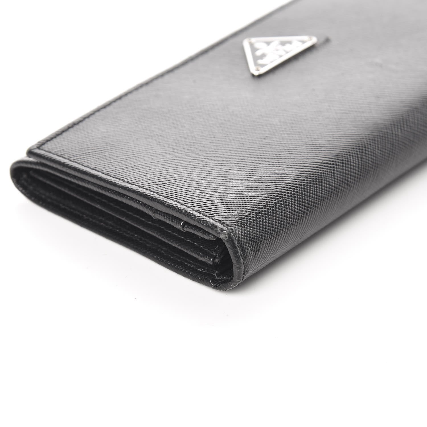 Prada Saffiano Triangle Continental Flap Wallet Black 9 of 12