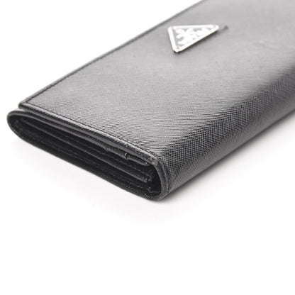 Prada Saffiano Triangle Continental Flap Wallet Black 9 of 12