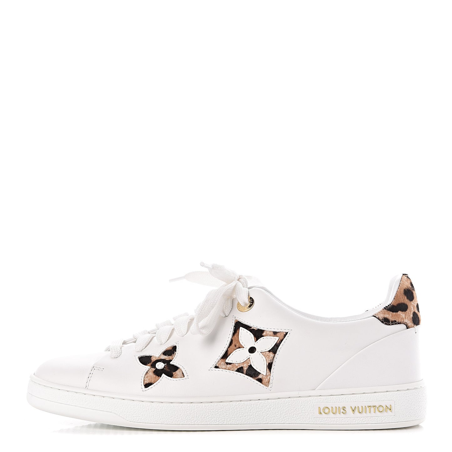 Calfskin Calf Hair Monogram Giant Jungle Frontrow Sneakers 37.5 White