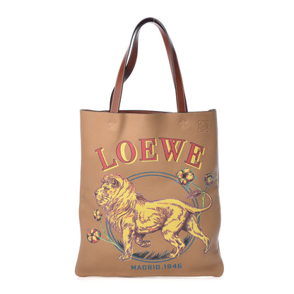 Loewe Calfskin Vertical Desert Lion Printed Tote Tan 1 of 7
