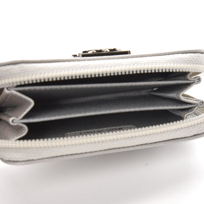 Chanel Metallic Caviar Quilted Boy Zip Around Coin Purse Wallet Silver 5 of 7