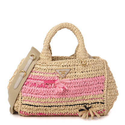 Prada Raffia Woven Tote Naturale Rosa 1 of 10