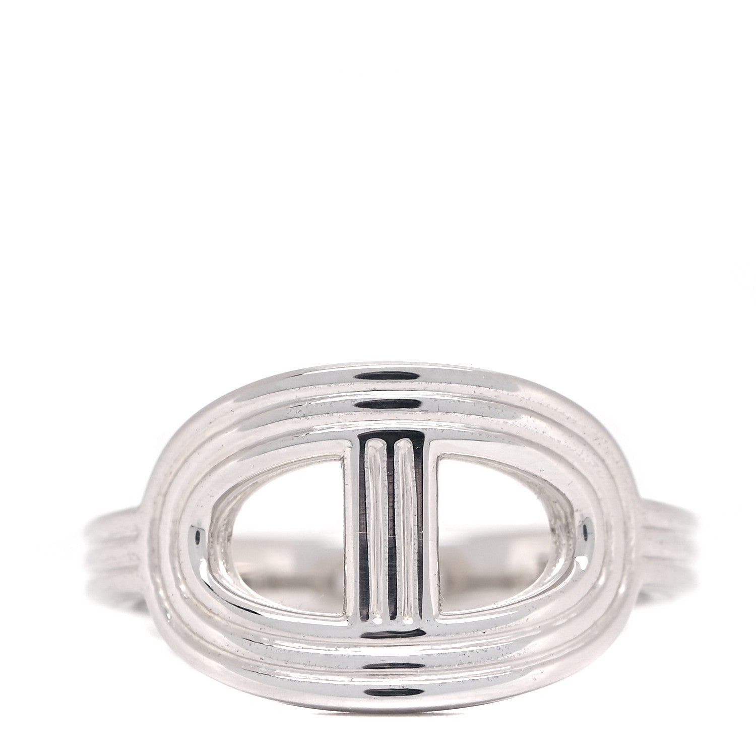 Hermes Sterling Silver Horizontal PM Chaine d'Ancre 24 Ring 48 4.5 1 of 6