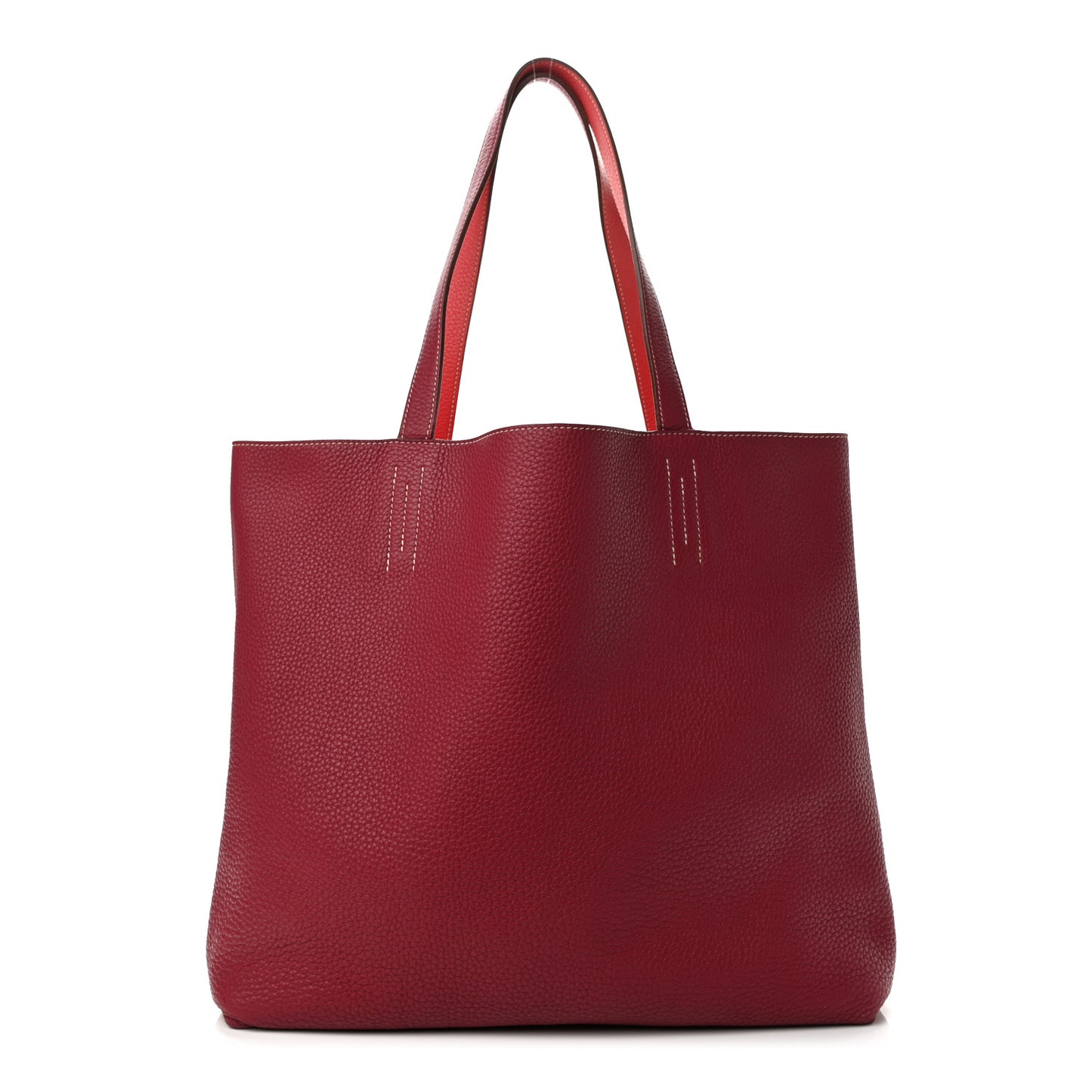Taurillon Clemence Double Sens 36 Reversible Tote Rubis Bougainvillea