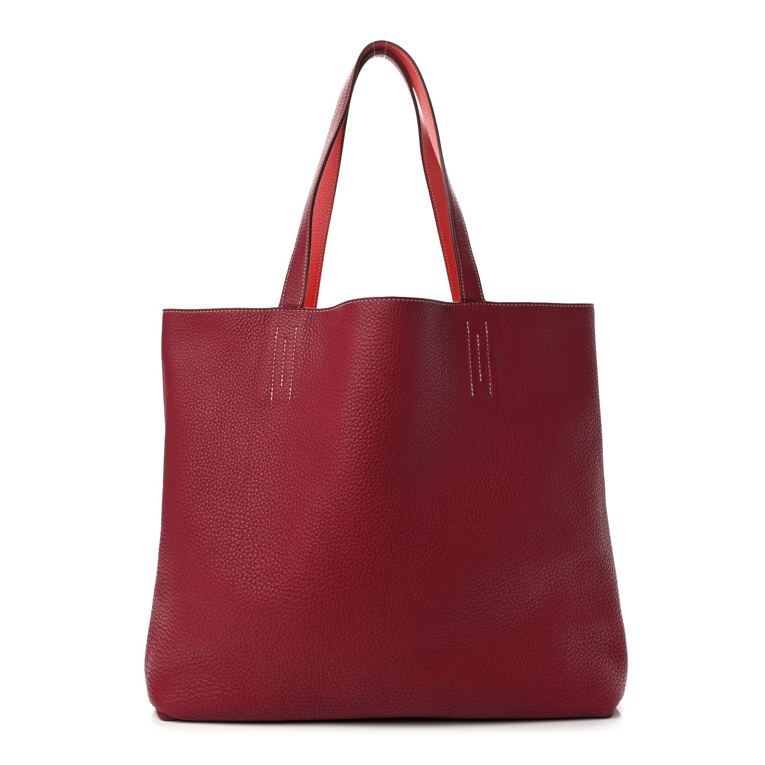 Hermes Taurillon Clemence Double Sens 36 Reversible Tote Rubis Bougainvillea 9 of 16