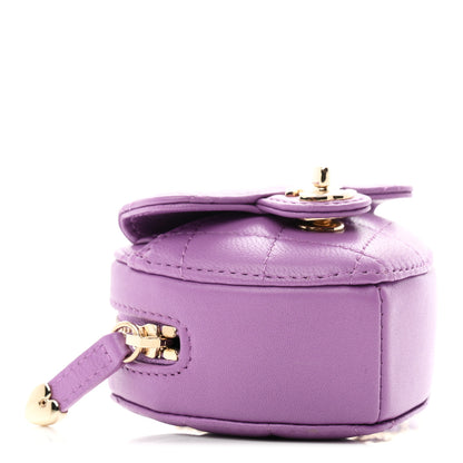Chanel Lambskin Quilted CC In Love Heart Waist Belt Bag With Chain Purple 4 of 11