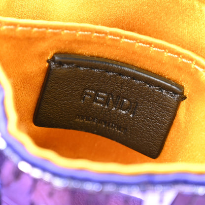 Fendi Sequin Paillettes Shiny Nappa Sex and the City Nano Maxi Buckle Baguette Charm Viola Purple 6 of 10