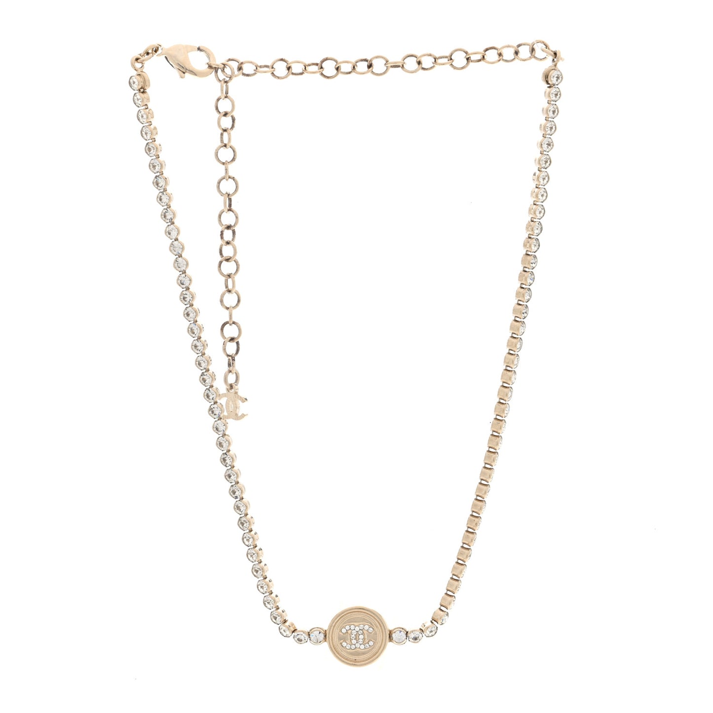 Crystal CC Chain Short Necklace Gold