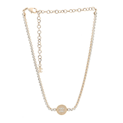 Chanel Crystal CC Chain Short Necklace Gold 3 of 4
