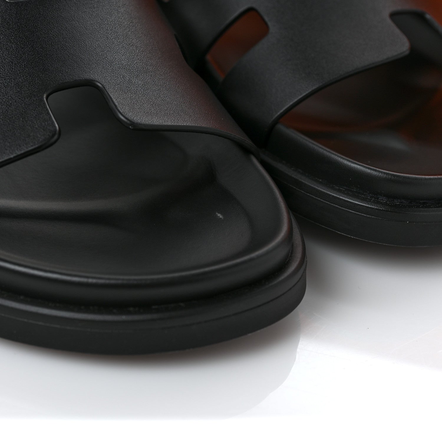 Hermes Calfskin Mens Chypre Sandals 42.5 Black 9 of 10