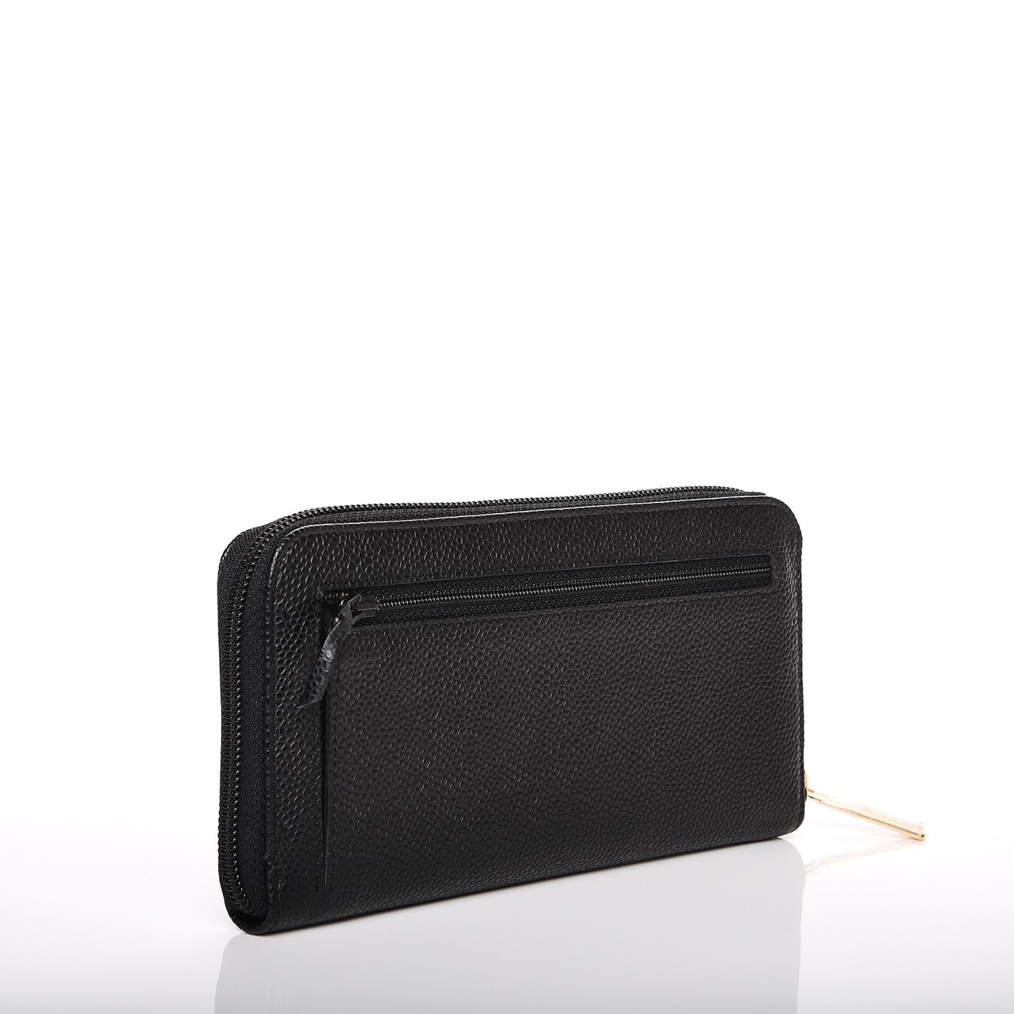 Caviar Timeless CC Large Gusset Zip Around Wallet Black
