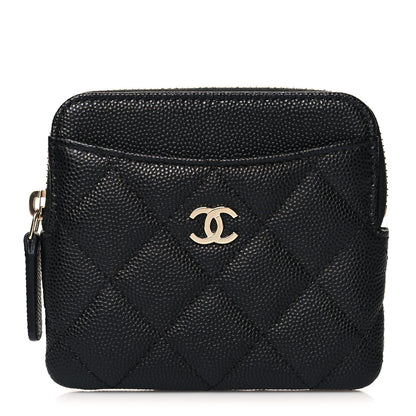 Chanel Caviar Quilted Zip Card Holder Wallet Black 1 of 9