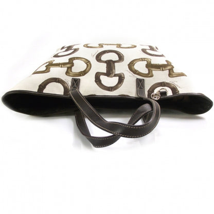 Gucci Canvas Bamboo Horsebit Print Tote White 6 of 10