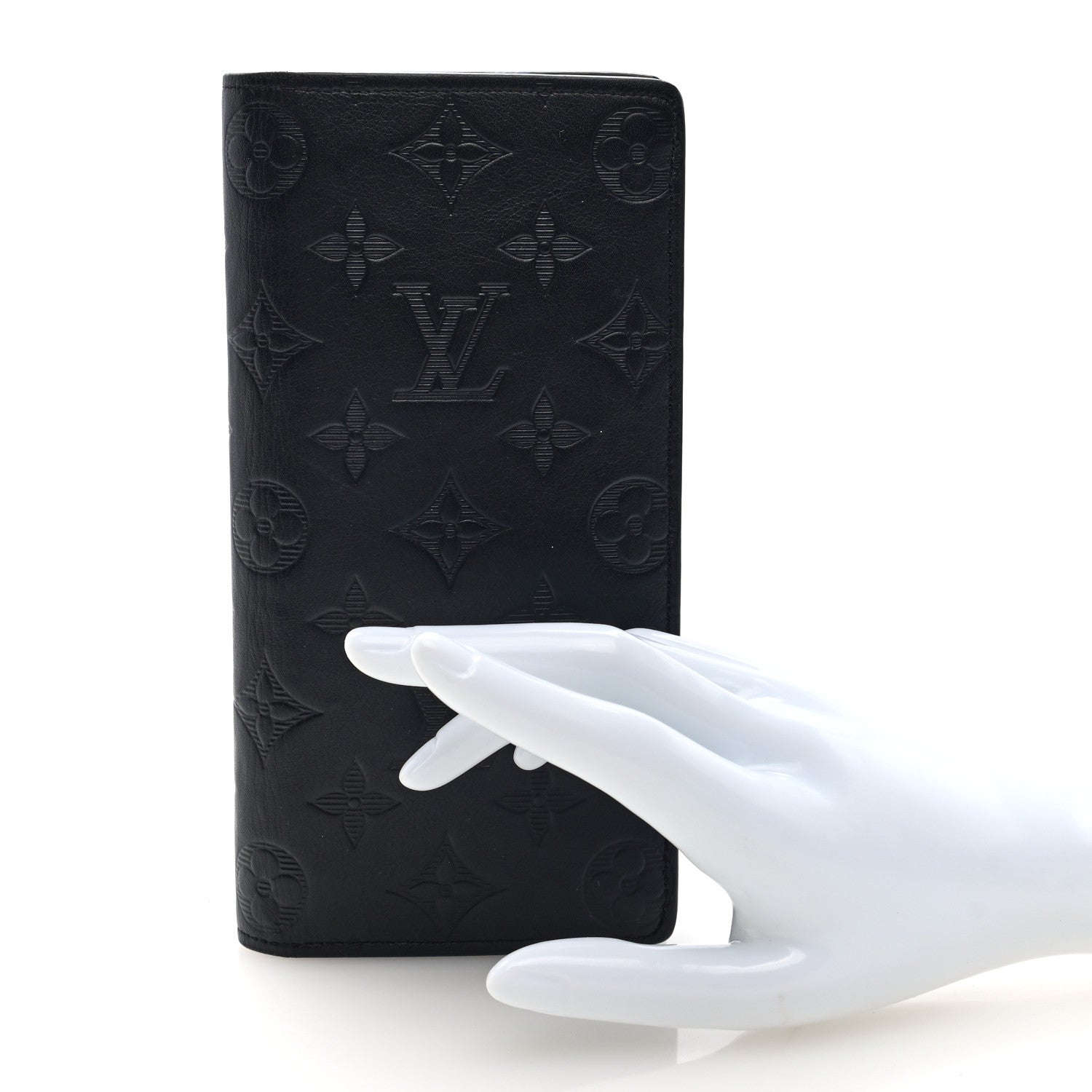 Louis Vuitton Calfskin Monogram Shadow Brazza Wallet Black 2 of 6
