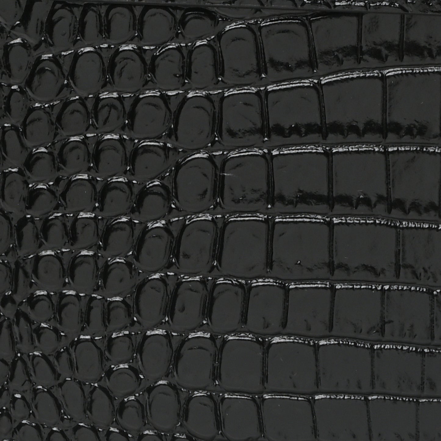 Shiny Calfskin Crocodile Embossed Manhattan Baguette Black