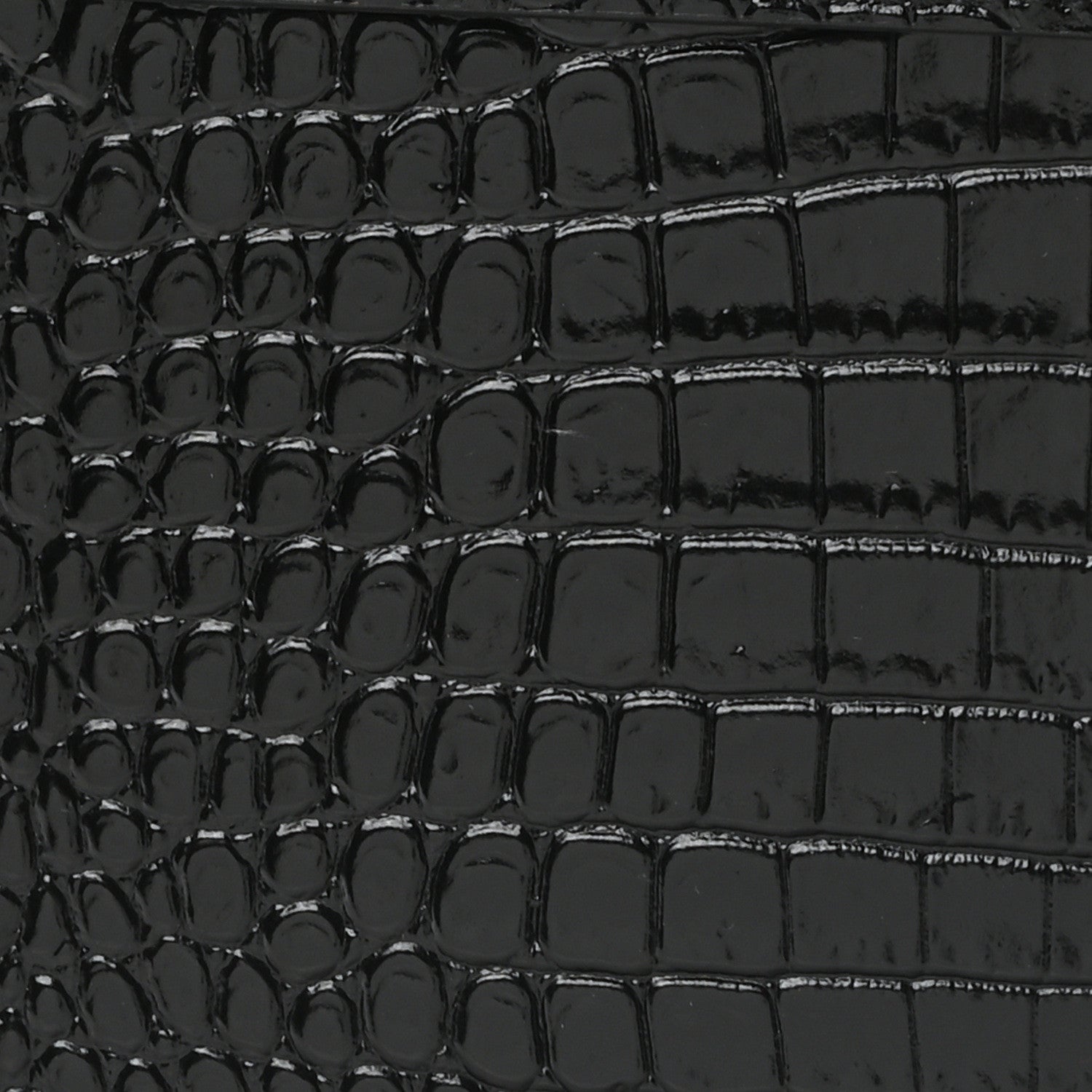Saint Laurent Shiny Calfskin Crocodile Embossed Manhattan Baguette Black 8 of 10