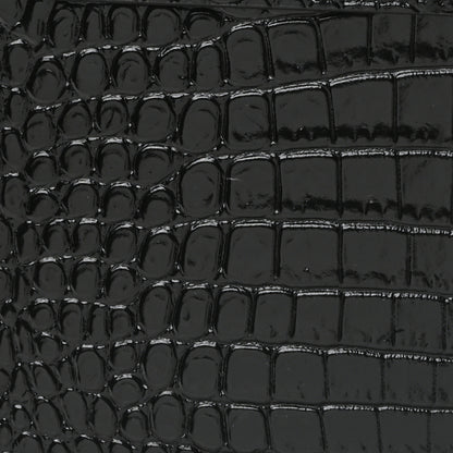 Saint Laurent Shiny Calfskin Crocodile Embossed Manhattan Baguette Black 8 of 10