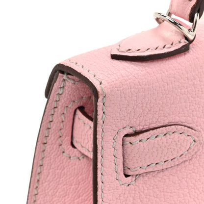 Hermes Chevre Mysore Horseshoe Mini Kelly Sellier 20 Rose Sakura Gris Perle 16 of 17
