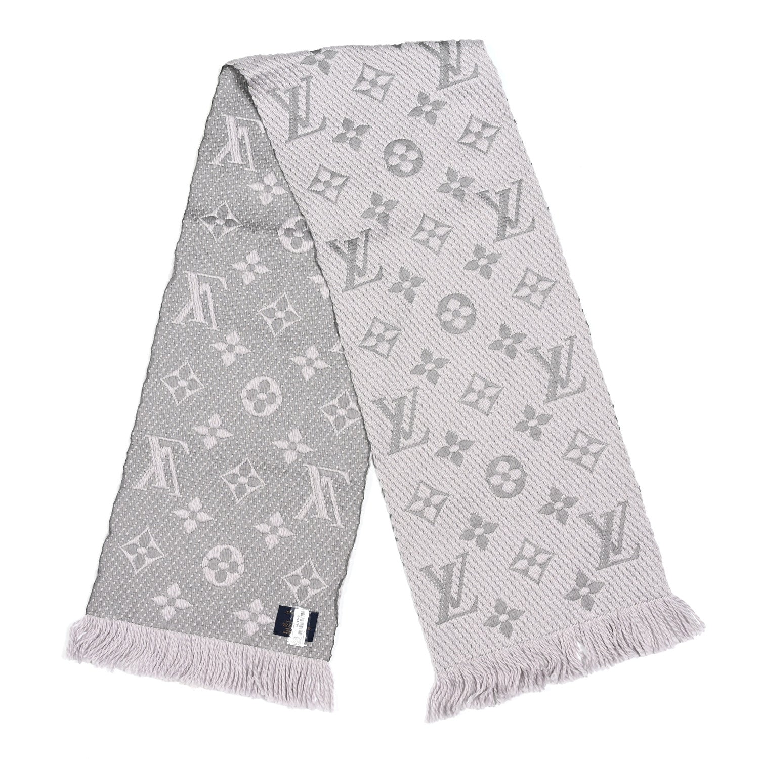 Louis Vuitton Wool Silk Logomania Scarf Pearl Grey 2 of 3