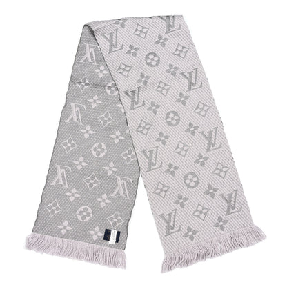 Louis Vuitton Wool Silk Logomania Scarf Pearl Grey 2 of 3