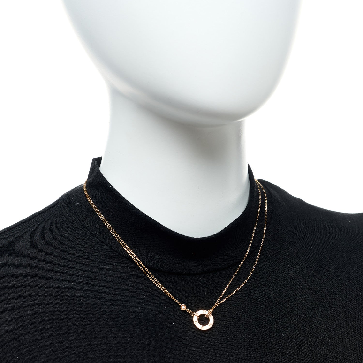 Cartier 18K Pink Gold 2 Diamond LOVE Necklace 2 of 5