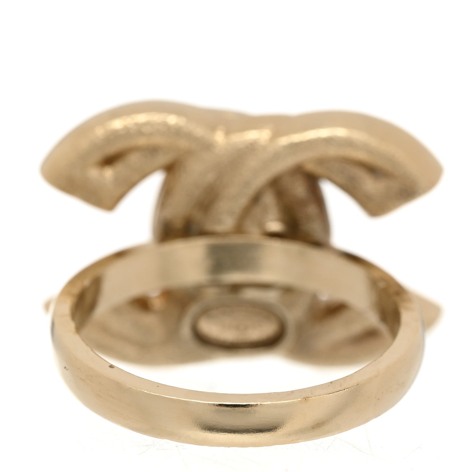 Chanel Crystal Double CC Ring 52 6 Pink Gold 3 of 5