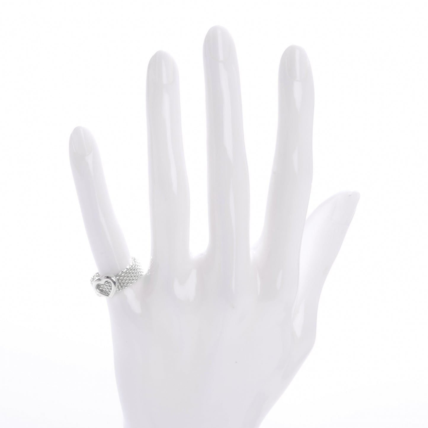 Sterling Silver Heart Mesh Ring 4